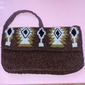 Free people brown beaded bag